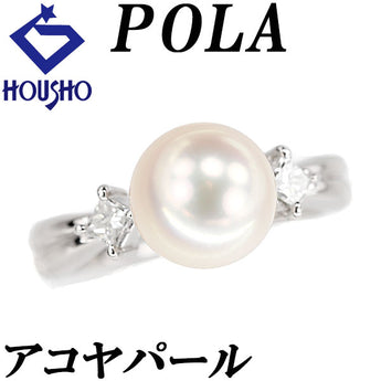 POLA Akoya pearl ring, diamond, Pt900 POLA [Used] [900879]