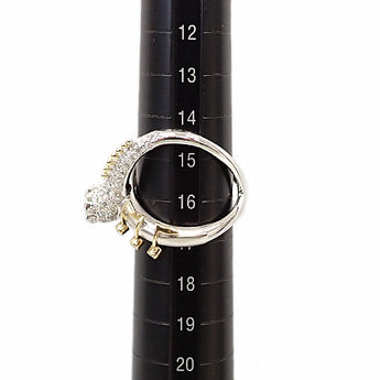 ダイヤモンド リング  K18ホワイトゴールド K18イエローゴールド サックス 楽器 音符 音楽 ミュージック 梨地 マット ツヤ消し【中古】【900881】