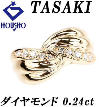 TASAKI Tasaki Pearl Diamond Ring K18 Yellow Gold TASAKI Wave [Used] [900885]