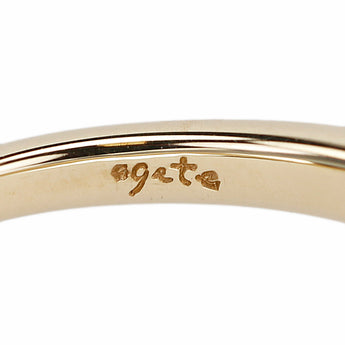 アガット パール(真珠) リング K14イエローゴールド agete ミル打ち ミルグレイン 華奢 細め【中古】【900891】