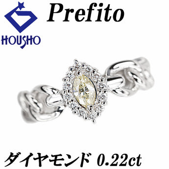 プレフィート イエローダイヤモンド リング  ダイヤモンド Pt900 マーキスカット 変形カット ファンシーカット チェーン 鎖 透かし【中古】【900925】