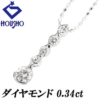 Diamond necklace, 5 rows, K18 white gold [Used] [900943]