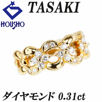 タサキ 田崎真珠 ダイヤモンド リング  K18イエローゴールド TASAKI 花 フラワー 植物 ボタニカル 透かし【中古】【900968】