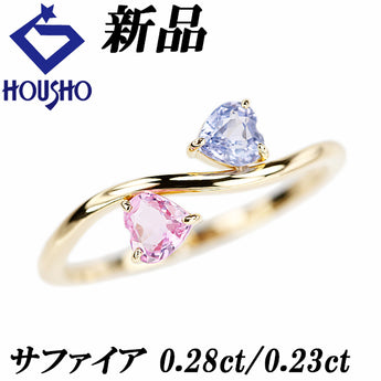 Pink sapphire ring, K18 yellow gold, new, heart-shaped, thin, delicate [New] [900977]