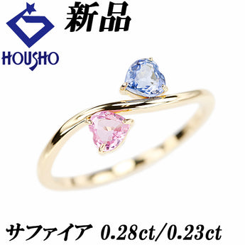 Sapphire ring, K18 yellow gold, new, heart, thin, delicate [New] [900978]