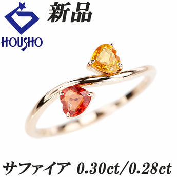Sapphire Ring, K18 Pink Gold, New, Heart Wave, Thin, Delicate [New] [900984]