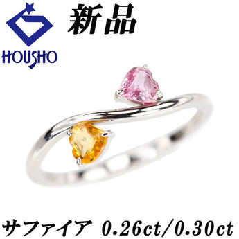 Sapphire Ring Pt950 New Heart Wave Delicate Thin [New] [900990]