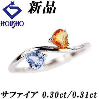 Sapphire Ring Pt950 New Heart Wave Delicate Thin [New] [900992]