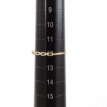 パライバトルマリン チェーン 細め 華奢 透かし リング ダイヤモンド K18イエローゴールド 新品 【新品】【900997】
