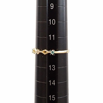 Paraiba tourmaline ring, diamond, K18 yellow gold, new, milgrain, thin, delicate [New] [900998]