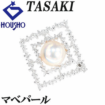 タサキ 田崎真珠 マベパール ブローチ SV925 TASAKI 2way ペンダントトップ 透かし スクエア 四角【中古】【901028】