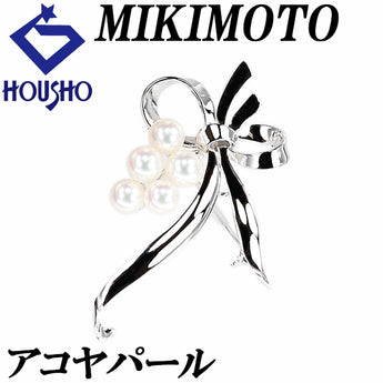 ミキモト アコヤ真珠 ブローチ SV MIKIMOTO リボン【中古】【901029】
