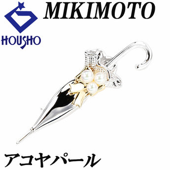 MIKIMOTO Akoya pearl brooch, SV, K18 yellow gold, MIKIMOTO umbrella, rain [Used] [901031]