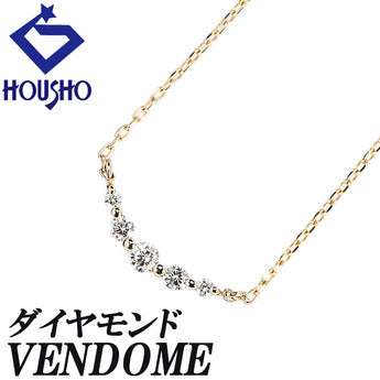 ヴァンドーム青山 ダイヤモンド ネックレス K10イエローゴールド VENDOME AOYAMA カーブ 華奢【中古】【901058】