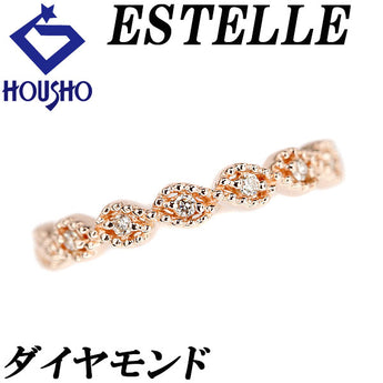 ESTELLE Brown Diamond Ring K10 Pink Gold ESTELLE Pinky Ring Thin Delicate Milled Millgrain [Used] [901063]