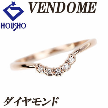 VENDOME AOYAMA Diamond Ring K10 Pink Gold Thin and Delicate V-Shape [Used] [901065]