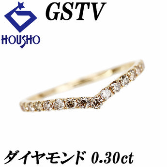 GSTV Brown Diamond Ring, K18 Yellow Gold, GSTV V-Shape, Thin, Delicate [Used] [901088]