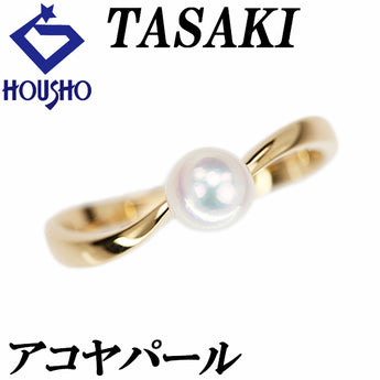 TASAKI Akoya Pearl Ring, K18 Yellow Gold, TASAKI Wave, Single Pearl, Baby Pearl [Used] [901089]