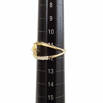 Color stone ring, diamond, K18 yellow gold, Danburite, rare stone, openwork, wave [Used] [901091]