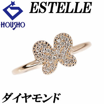 エステール ダイヤモンド リング  K18ピンクゴールド ESTELLE 蝶 チョウ バタフライ パピヨン 昆虫 動物 アニマル パヴェ【中古】【901096】
