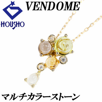 ヴァンドーム青山 マルチカラーストーン ネックレス K18イエローゴールド VENDOME AOYAMA Y字 ドロップ 雫 しずく 涙 なみだ【中古】【901105】