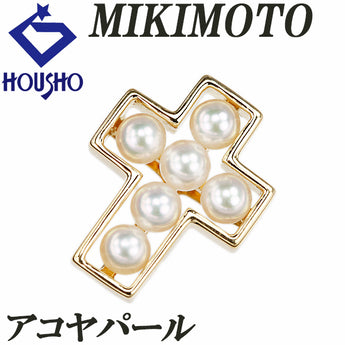 ミキモト アコヤ真珠 ペンダントトップ K18イエローゴールド MIKIMOTO クロス 十字架 ベビーパール【中古】【901134】