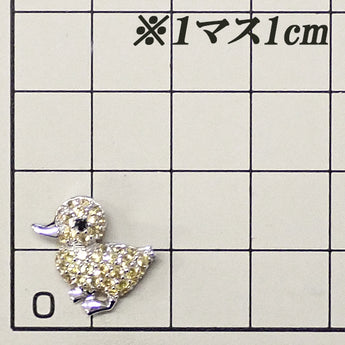 イエローサファイア ペンダントトップ  ブラックダイヤモンド K18ホワイトゴールド アヒル 動物 アニマル パヴェ【中古】【901141】