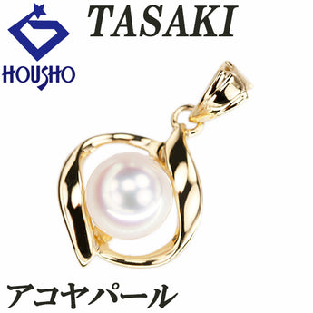 TASAKI Akoya Pearl Pendant Top K18 Yellow Gold TASAKI Single Pearl Openwork [Used] [901143]