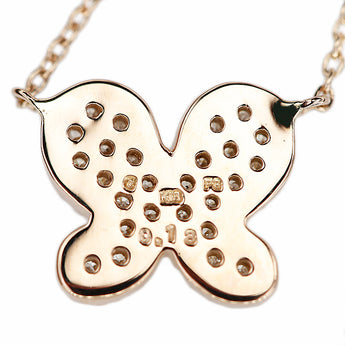 エステール ダイヤモンド ネックレス  ルビー K18ピンクゴールド ESTELLE 蝶 チョウ バタフライ パピヨン 昆虫 パヴェ ミル打ち ミルグレイン【中古】【901152】