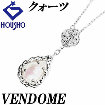 VENDOME AOYAMA Quartz Necklace Shell Diamond Pt950 Pt850 VENDOME AOYAMA Y-shaped Drop Droplet Tear [Used] [901153]