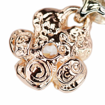 キュービックジルコニア ネックレス K14イエローゴールド K14ホワイトゴールド K14ピンクゴールド 花 フラワー 植物 ボタニカル 梨地 マット ツヤ消し 3連【中古】【901154】