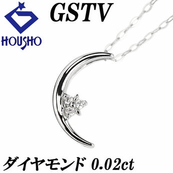 ジーエスティービー ダイヤモンド ネックレス  Pt950 GSTV ムーン 三日月【中古】【901155】