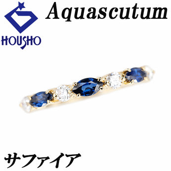 アクアスキュータム ブルーサファイア リング ダイヤモンド K18イエローゴールド Aquascutum【中古】【901168】