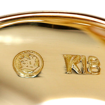 三越 淡水真珠 リング ダイヤモンド K18イエローゴールド MITSUKOSHI アラベスク 透かし 太め 幅広【中古】【901171】