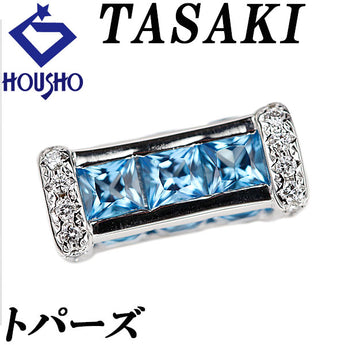 タサキ 田崎真珠 ブルートパーズ リング ダイヤモンド K18ホワイトゴールド TASAKI ミステリーセッティング【中古】【901176】