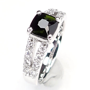 スタージュエリー トルマリン リング ダイヤモンド K18ホワイトゴールド STAR JEWELRY 透かし【中古】【901178】