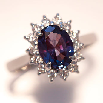 クレサンベール 京セラ アレキサンドライト リング ダイヤモンド Pt900 CRESCENT VERT 再結晶【中古】【901184】