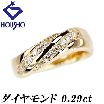 Diamond ring, K18 yellow gold, wave, thick [Used] [901199]