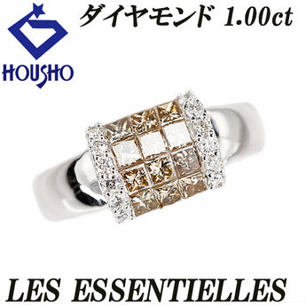 笠原真寿美/レ・エッセンシャル ダイヤモンド リング  K18ホワイトゴールド KASAHARA MASUMI/LES ESSENTIELLES ミステリーセッティング 変形カット ファンシーカット プリンセスカット【中古】【901208】