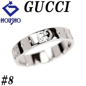 Gucci Icon Ring, K18 White Gold, GUCCI #8 Logo, Metal Only, No Stones [Used] [901215]