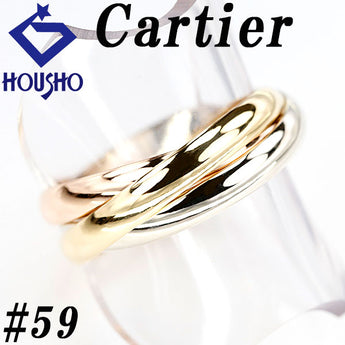 カルティエ トリニティ リング K18イエローゴールド K18ホワイトゴールド K18ピンクゴールド CARTIER ＃59 3連 スリーカラーゴールド メンズ ユニセックス 地金のみ 石なし【中古】【901225】