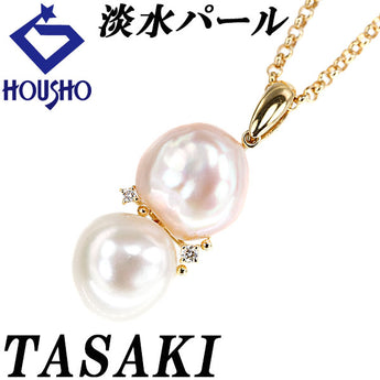 TASAKI Tasaki Pearl Freshwater Pearl Necklace Diamond K18 Yellow Gold TASAKI [Used] [901233]