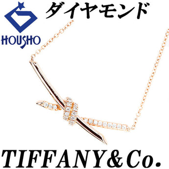 ティファニー ダイヤモンド ノット ネックレス  K18ピンクゴールド TIFFANY&Co. ローズゴールド リボン 結び目【中古】【901241】