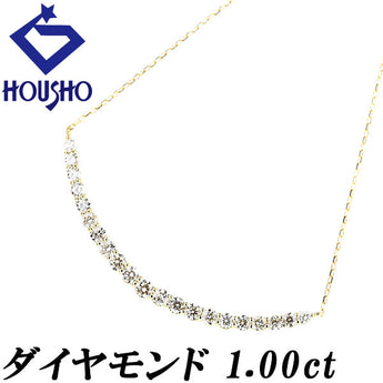 Diamond necklace, K18 yellow gold, curved [Used] [901248]