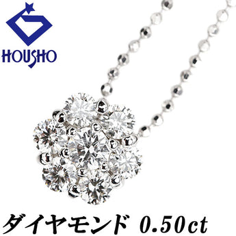 ダイヤモンド ネックレス  K18ホワイトゴールド 花 フラワー 植物 ボタニカル【中古】【901253】