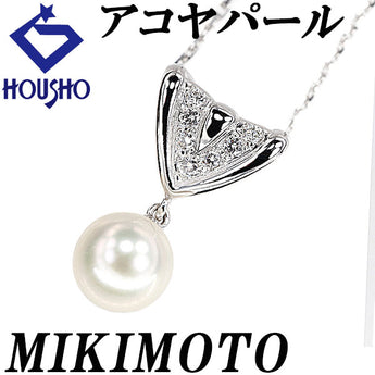 MIKIMOTO Akoya pearl necklace, diamond, K18 white gold [Used] [901265]