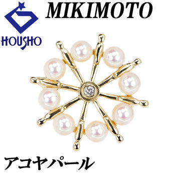 MIKIMOTO Akoya pearl brooch, diamond, K18 yellow gold, MIKIMOTO 2way pendant top [Used] [901281]
