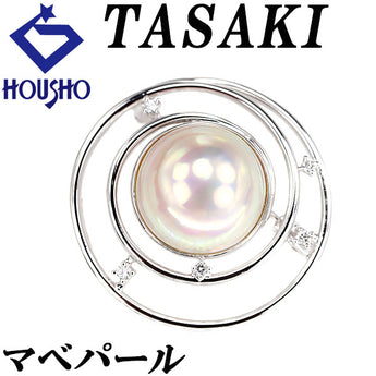 タサキ 田崎真珠 マベパール ブローチ ダイヤモンド K18ホワイトゴールド TASAKI スパイラル 透かし【中古】【901286】