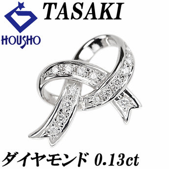 タサキ 田崎真珠 ダイヤモンド ペンダントトップ  K18ホワイトゴールド TASAKI リボン【中古】【901297】