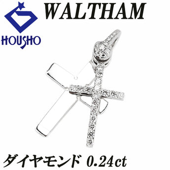 ウォルサム ダイヤモンド ペンダントトップ  K18ホワイトゴールド WALTHAM クロス 十字 揺れる スイング【中古】【901303】